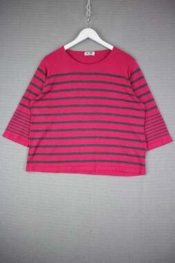 Carroll Reed Knit Pink Stripe Y2K Sweater Quarter Sleeve
